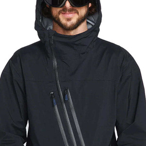 Custom <b>Men's</b> Black One Piece Shell Ski Suit Asymmetric Zip Hooded Waterproof Snowboard Snowsuit <b>Onesie</b> - Product Image 3