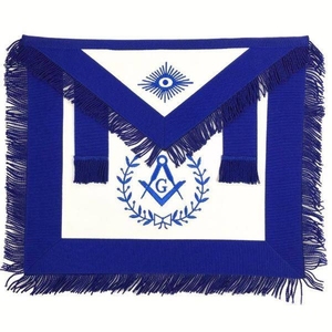 Master Mason Blue Lodge <b>Apron</b> - Royal Blue & <b>White</b> , detailed hand embroidery and classic design - Product Image 1