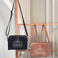 Sac à bandoulière en cuir suédé véritable avec crochet, modèle Arshiya Enterprises, marques de créateurs célèbres, style bottes, vente chaude