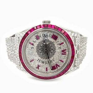 Reloj de Diamantes Splendid Gift Jewelry para Hombre, Lujoso, Analógico, de Cuarzo, con Correa de Acero Inoxidable, Bisel con Pedrería Rosa, Caja de 28 mm, Zafiro - Product Image 6
