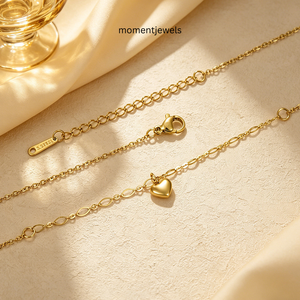 Collier avec pendentif en forme de cœur en acier inoxydable plaqué or, chaîne à maillons, mini charme en forme de cœur, bijoux pour femmes, cadeau - Product Image 5