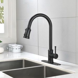 Rubinetto da cucina monocomando in acciaio inossidabile con doccetta estraibile ad arco alto, per lavello - Product Image 6