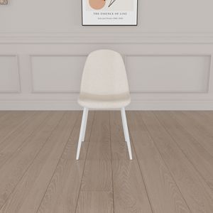 Set di 4 Sedie da Pranzo Moderne con Seduta Imbottita in Tessuto di Lino e Gambe in Metallo Bianco a Forma di Cucchiaio - Product Image 5