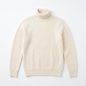 Pull col roulé côtelé uni pour homme, anti-boulochage, 61% coton, 220g, tricot chaud décontracté classique, OEM ODM, vente en gros - Product Image 3