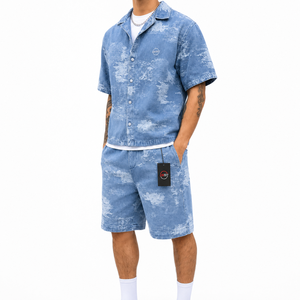 Ensemble short en jean premium pour homme – Tissu durable, chemise élégante et short assorti, coupe confortable, idéal pour l'été - Product Image 4
