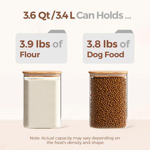 Set di 2 Contenitori in Vetro per Alimenti da 3,6 Qt, Grandi Barattoli Quadrati con Coperchi per Conservare la Farina - Product Image 3