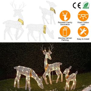 3 Set di Renne Luminose 2D Giallo Caldo per Interni ed Esterni, Decorazione Natalizia con 3 Modalità di Illuminazione (Migliore, Femmina, Cucciolo) - Product Image 2