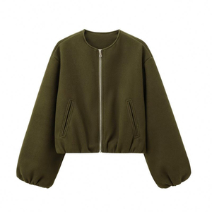 Blouson Bomber Femme Hiver Nouveau Modèle Polyvalent Doux avec Fermeture Éclair Respirant & Coupe-Vent Rembourré Coton Teint Uni - Product Image 5