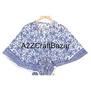 Caftán Largo Floral Indio de Algodón Hecho a Mano para Mamás, Ropa de Playa y Dormir, Vestido Maxi Casual - Product Image 3