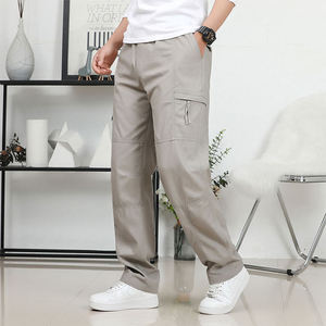 Pantalones Cargo Gris Oscuro para Hombre, Cintura Elástica, Múltiples Bolsillos, Estilo Ropa de Trabajo, Transpirables, de Lona, para Otoño, Uso Casual - Product Image 4