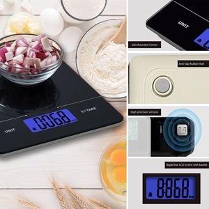 Balance de cuisine numérique en verre trempé, design fin avec écran rétroéclairé - Product Image 3