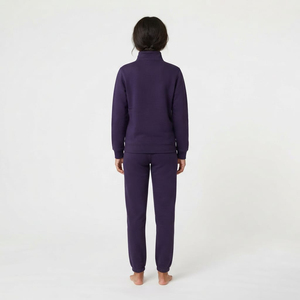 Conjunto Deportivo de 2 Piezas para Mujer, Chaqueta y Pantalón de Forro Polar, Cuello Alto con Cremallera, Estilo Casual, Color Sólido, Ajuste Regular para Todas las Temporadas - Product Image 2