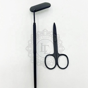 Tijeras para uñas de acero inoxidable negro opaco de alta calidad, herramientas de pestañas de lujo para zurdos, uso profesional de salón, punta de hoja recta - Product Image 3