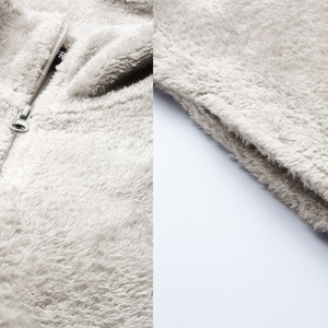 Women Sherpa fleece Faux Fur Wool Coat Breathable Warm Plush Casual hooded zipper collar Jacket snow wear <b>comfy</b> button closure - Product Image 6