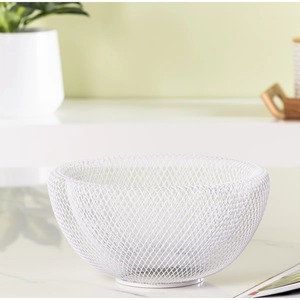 Mini bol décoratif en métal blanc pour fruits, centre de table élégant, décoration moderne pour la maison, bol de service et utilisation stylée - Product Image 3