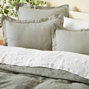 Parures de lit luxueuses 100% lin pur, écologiques, élégantes, vert olive, 200TC - Product Image 1