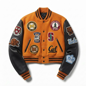 Wholesale Authentic Wool Leather Varsity <b>Jackets</b> Premium Quality Quilted Lining Varsity baseball college womens crop <b>Jackets</b> - Product Image 1