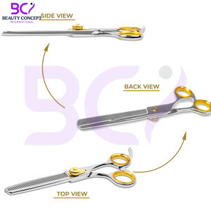 กรรไกรตัดผมบางสีเงินทอง คุณภาพดีที่สุด ขนาด 6.0 นิ้ว ผลิตจากสแตนเลส สำหรับร้านเสริมสวย อุปกรณ์ตัดผมคุณภาพสูง - Product Image 5