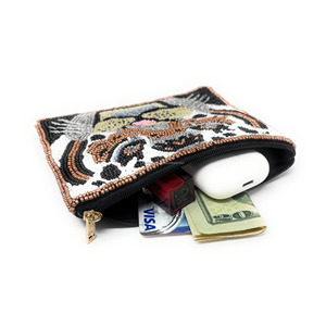 Beaded for Face Pouch Tiger Animal Clutch Statement Tribal Art <b>Purse</b> Multicolor Gift Designer Bag Trendy Large Capacity Women 25 - Product Image 3