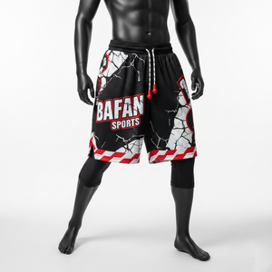 Premium Men Mesh Shorts 140 GSM Breathable Polyester Fabric Black Red <b>White</b> <b>Panel</b> Design Custom Logo Workout Mesh men's shorts - Product Image 1