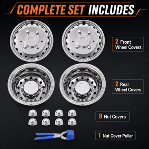 Ensemble de simulateurs de roues en acier inoxydable T304 de 16 pouces pour Mercedes-Benz Sprinter 3500 DRW 2012 et plus récents, à fixer par boulons - Product Image 6