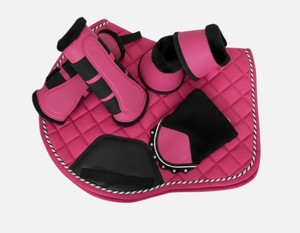 Ensemble de tapis de selle matelassé vert pour dressage et saut d'obstacles, protège-étriers, protection pour chevaux, équipement équestre personnalisé pour l'entraînement - Product Image 2