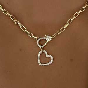 Colgantes de Corazón con Diamante Solitario, Pavé Redondo, Diamantes Cultivados en Laboratorio, Oro Sólido de 14K, Dijes Minimalistas, Collar de Lujo Delicado, Fabricante de Joyería - Product Image 2