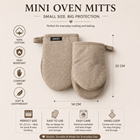 Mini-gants de four en coton de qualité supérieure 14x22 cm |   Gants de cuisine résistants à la chaleur, protège-plats pour la cuisson, la cuisson au barbecue, le micro-ondes et les plats chauds