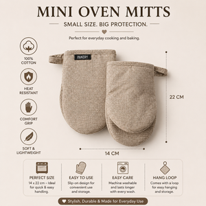 Premium Cotton Mini Oven Mitts 14x22 cm | Heat Resistant Kitchen Gloves <b>Pot</b> <b>Holders</b> for Baking Cooking BBQ Microwave & Hot Dishe - Product Image 5