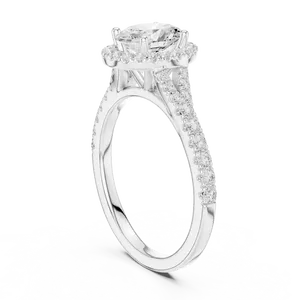 Anillo de halo con diamante ovalado creado en laboratorio, banda unisex de oro macizo, anillo de lujo para compromiso, boda o aniversario, para hombres y mujeres - Product Image 4