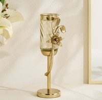 Support de bougie en laiton doré floral de luxe, sans plomb, fait main, écologique, pour bougies chauffe-plat, décoration de Pâques, de Noël et de la maison, art de table