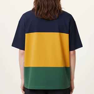 2026 New High Quality 100% Cotton Eco-Friendly Custom Digital Printed Logo Color Block Loose Fit Breathable Drop Shoulder Hip - Product Image 3