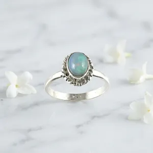 Ethiopian Opal 925 Sterling Silver Ring Bezel Setting Oval Cabochon Classic Style Everyday Wear Unisex Jewelry - Product Image 5