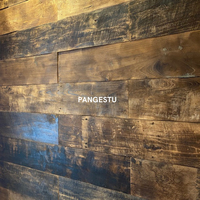 Plancher en bois de teck recyclé style Barnwood, design minimaliste écologique pour une utilisation en intérieur/extérieur dans les cafés et les intérieurs