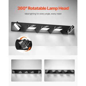 Lampada da Bagno Moderna a 5 Luci LED, 85 cm, Finitura Nera, Illuminazione da Parete per Bagno con Cromatura, Impermeabile IP44 - Product Image 4