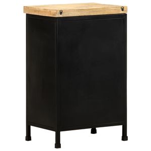 Buffet industriel moyen en noir avec finition en bois de manguier brut - Product Image 4