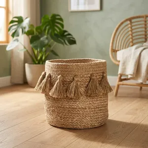 Handwoven Jute Planter Pot Storage <b>Basket</b> <b>for</b> Indoor Plants, Home Decor, Woven <b>Flower</b> Pot Cover, Natural Organizer - Product Image 6