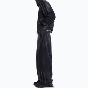 Customized Men's Black Fleece <b>Harem</b> Pants Elastic Waist Side Pockets Casual Style Breathable Midweight Autumn Wear - Product Image 5