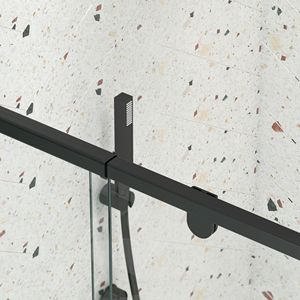 Installazione reversibile 56-60 \ "W X 71 \" H Pivot in vetro oscillante porta doccia 1/4 \ "temperato SGCC vetro trasparente nero opaco finitura porta - Product Image 5