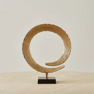 Sculpture d'art géométrique contemporaine en métal, centre de table de luxe doré, figurine décorative abstraite, vente en gros, décoration d'hôtel - Product Image 1