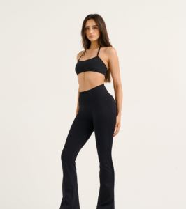 Leggings de yoga acampanados de cintura alta para mujer, sin costuras, de pierna ancha, de Spandex/Poliéster, antiestáticos, con efecto levanta glúteos y control de abdomen, para deporte y gimnasio. - Product Image 2