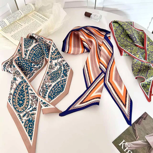 Luxury Brand Model Striped Printing Bag Handbag Handle Ribbon <b>Scarf</b> Small Silk <b>Scarf</b> Women Hair Band Neck <b>Scarves</b> Neckerchief - Product Image 4