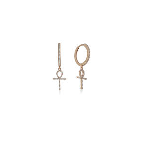 Pendientes de Oro Rosa con Diamante Solitario, Joyería de Lujo para Mujer, Chapados en Rodio, para Boda, Aniversario, Fiesta, Mejor Precio - Product Image 1