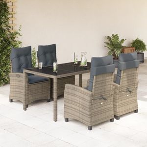Set da Pranzo da Giardino in Rattan Grigio per 4 Persone, Resistente alle Intemperie, Design Contemporaneo - Product Image 1