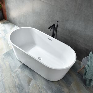 Vasca da Bagno Ovale in Acrilico Bianco 150*80*58cm Senza Base, Modello 822 - Product Image 1