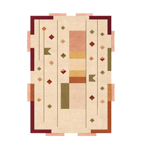 Tapis en laine tufté à la main géométrique moderne, motif tons terreux, tapis rectangulaire pour salon, avec dos antidérapant en caoutchouc - Product Image 1
