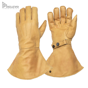 Guantes de Cuero Vintage al por Mayor OEM, Guantes de Trabajo con Puño Largo y Logotipo Personalizado para Hombre, Resistentes al Viento, de Cuero Desgastado - Product Image 3