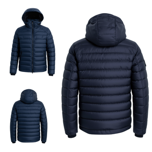 Chaqueta de Invierno con Capucha Azul Marino para Hombre, Chaqueta Acolchada Ligera y Aislante - Product Image 3