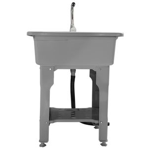Grey Freestanding Indoor Outdoor Laundry Sink with Faucet and Hoses Drain Kit Stylish Outdoor Appliance - Product Image 3