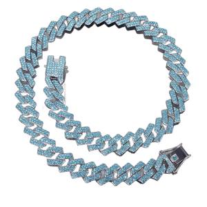 Geometric Link Chain <b>Statement</b> <b>Necklace</b> Rhodium Plated S925 Silver Crystal Rhinestone Lab Grown Unisex Hiphop Everyday Wear - Product Image 2